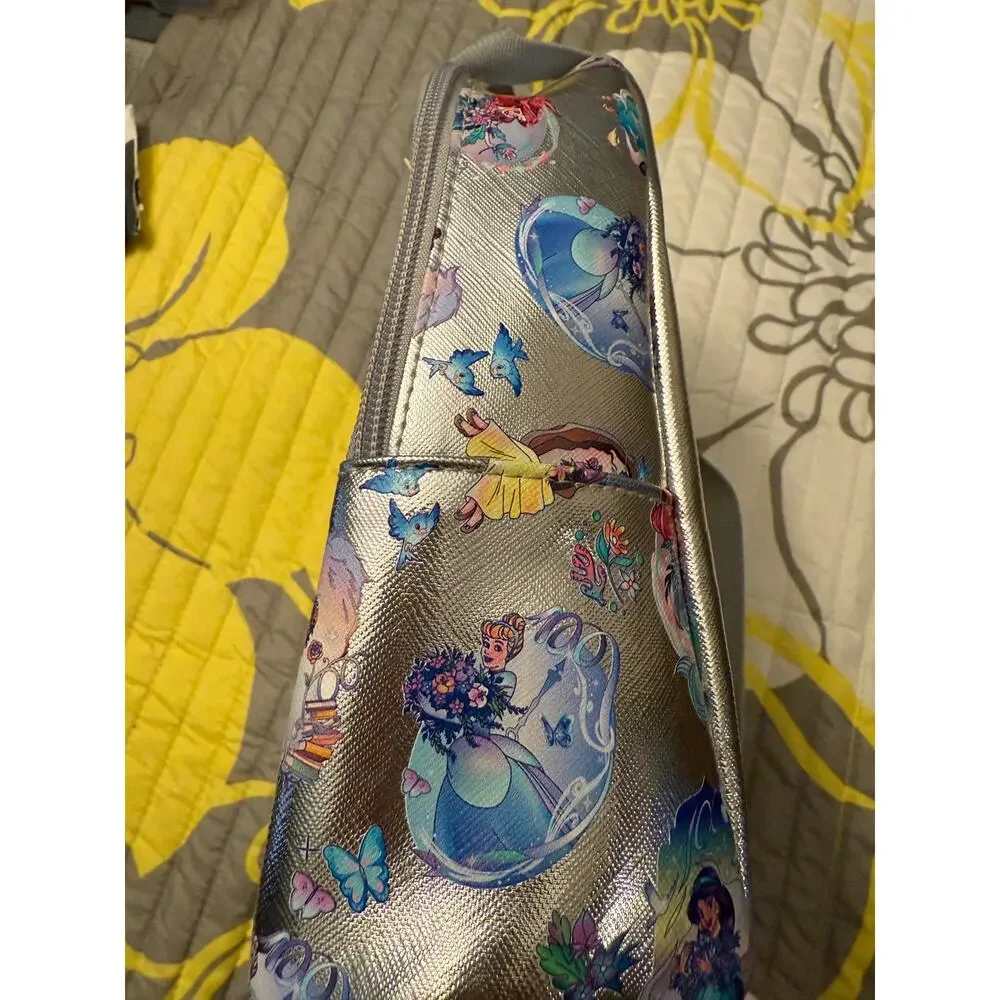 Disney Princesses 100th Silver Metallic Multi All Over Print Mini Backpack